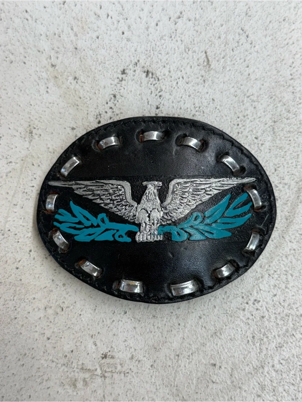 Vintage Flying Phoenix Soaring Eagle Hand Tooled Custom Leather Bird Belt Buckle